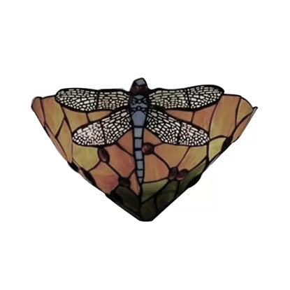 Lisslune | Wall lamp Bowl with dragonfly pattern stained glass 2 lights rustic wall mount light