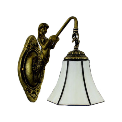 Lisslune | Ruffled Wall Lamp Tiffany Blue/Beige Glass 1 Socket Antique Bronze Wall Lighting