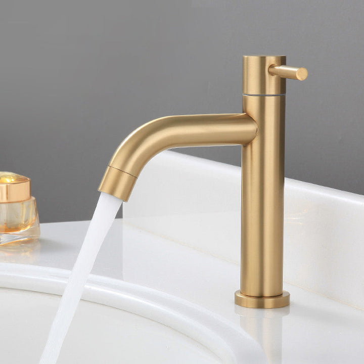 Lisslune | Round Single Handle Bathroom Faucet Single Hole Sink Faucet in Brushed Gold