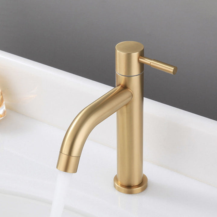 Lisslune | Round Single Handle Bathroom Faucet Single Hole Sink Faucet in Brushed Gold