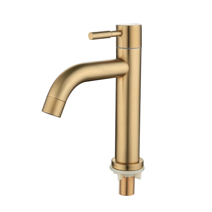 Lisslune | Round Single Handle Bathroom Faucet Single Hole Sink Faucet in Brushed Gold