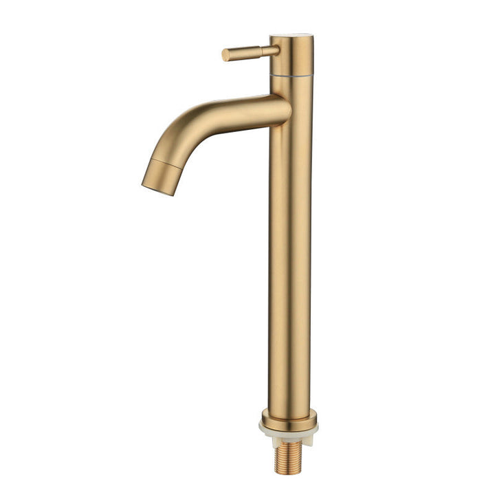 Lisslune | Round Single Handle Bathroom Faucet Single Hole Sink Faucet in Brushed Gold
