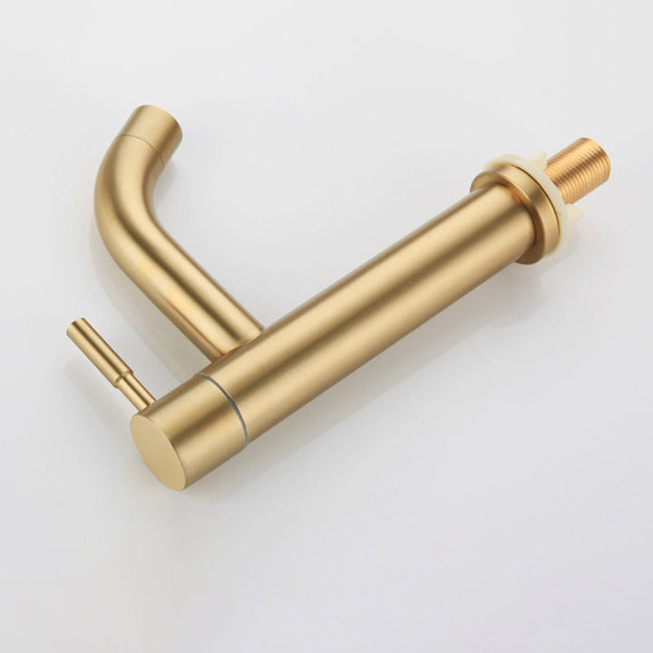 Lisslune | Round Single Handle Bathroom Faucet Single Hole Sink Faucet in Brushed Gold
