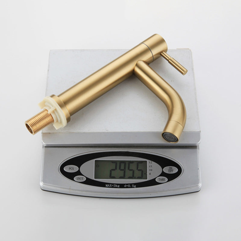 Lisslune | Round Single Handle Bathroom Faucet Single Hole Sink Faucet in Brushed Gold