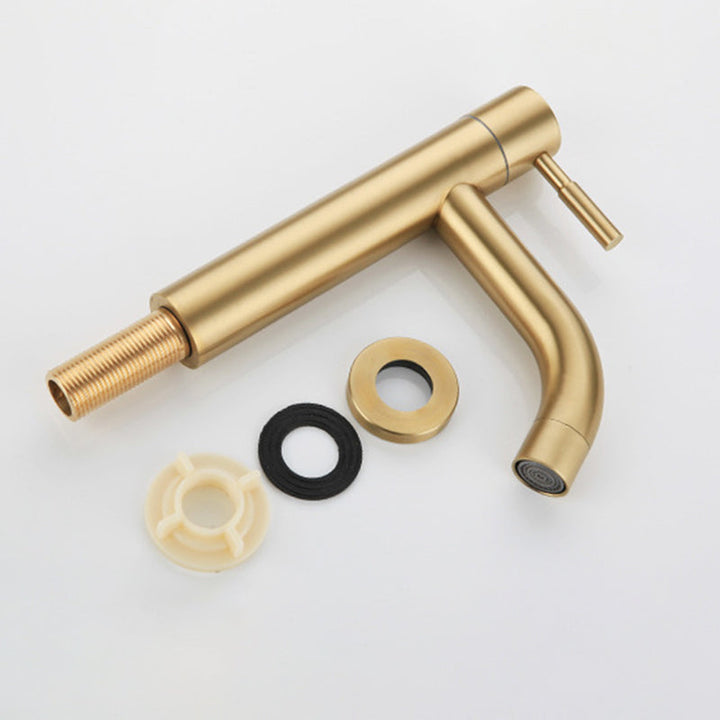 Lisslune | Round Single Handle Bathroom Faucet Single Hole Sink Faucet in Brushed Gold