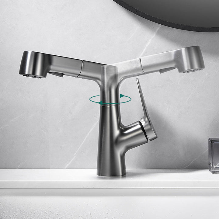 Lisslune | 1-Handle Brush Nickel Widespread Faucet Single Hole Bathroom Vessel Faucet with Brass