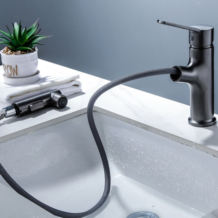 Lisslune | Modern Sink Faucet Solid Copper Centered Lavabo Faucet for Bathroom