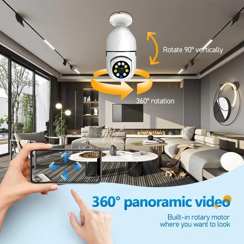 Lisslune | 360-Degree Smart Wireless Bulb Camera for Enhanced Surveillance at Home or in the Office