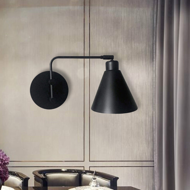 Skørter | 1-Head Cone Wall Light Fixture Country House White/Black Version Iron Rotatable Wall Mount for Living Room