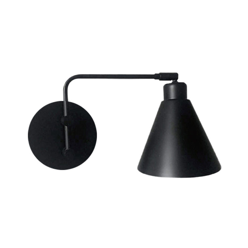 Skørter | 1-Head Cone Wall Light Fixture Country House White/Black Version Iron Rotatable Wall Mount for Living Room