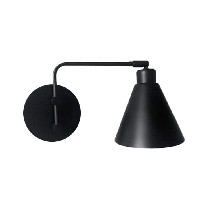 Skørter | 1-Head Cone Wall Light Fixture Country House White/Black Version Iron Rotatable Wall Mount for Living Room