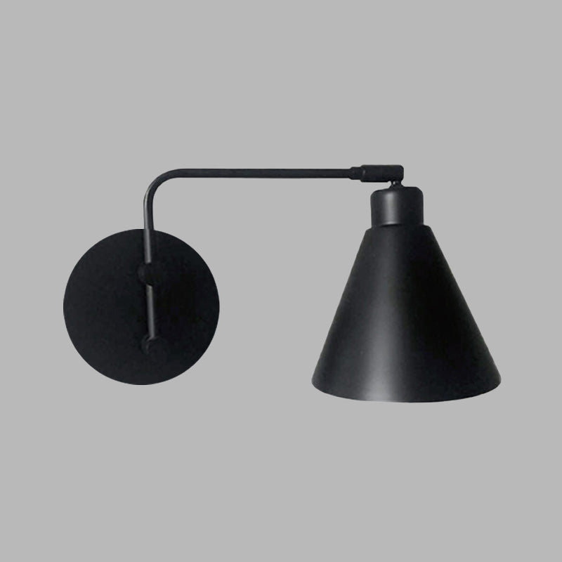 Skørter | 1-Head Cone Wall Light Fixture Country House White/Black Version Iron Rotatable Wall Mount for Living Room