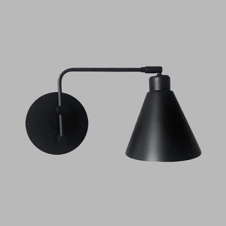 Skørter | 1-Head Cone Wall Light Fixture Country House White/Black Version Iron Rotatable Wall Mount for Living Room