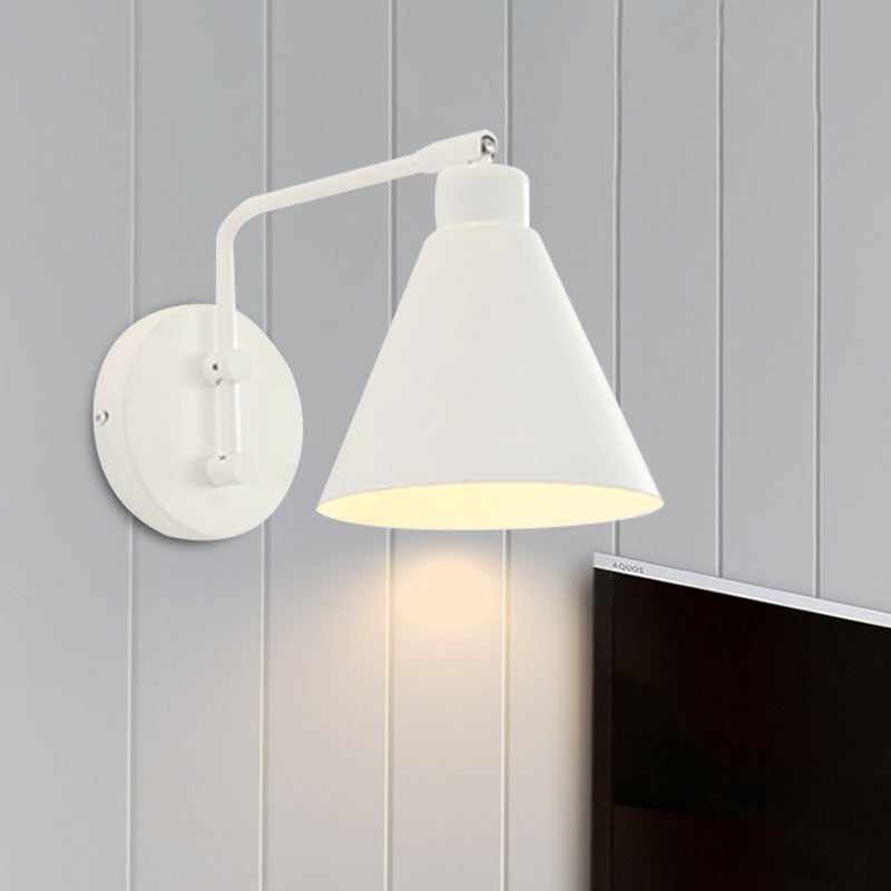 Skørter | 1-Head Cone Wall Light Fixture Country House White/Black Version Iron Rotatable Wall Mount for Living Room