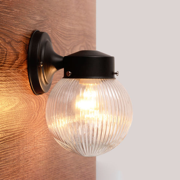 Lisslune | Globe Wall Lamp Vintage 1 Light Mini Wall Fixture with White/Clear Glass Shade for Bathroom