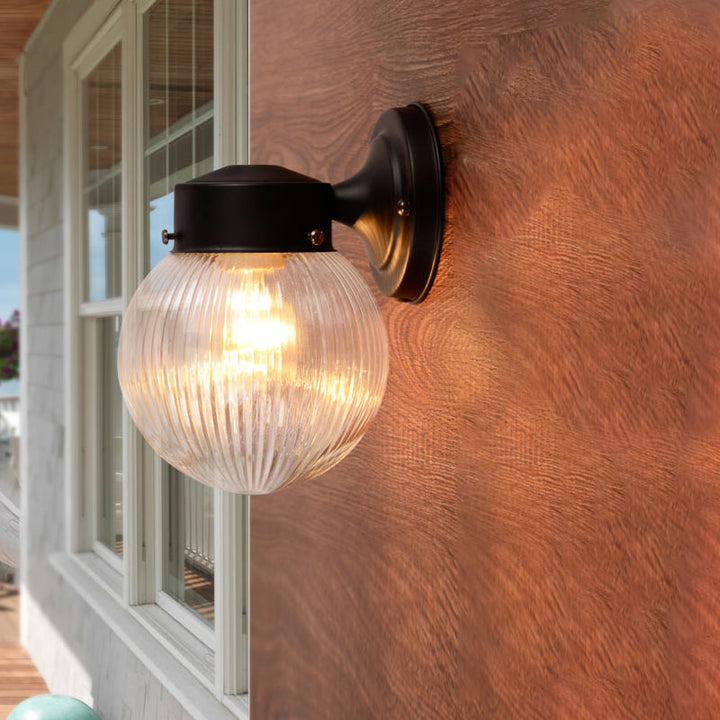Lisslune | Globe Wall Lamp Vintage 1 Light Mini Wall Fixture with White/Clear Glass Shade for Bathroom