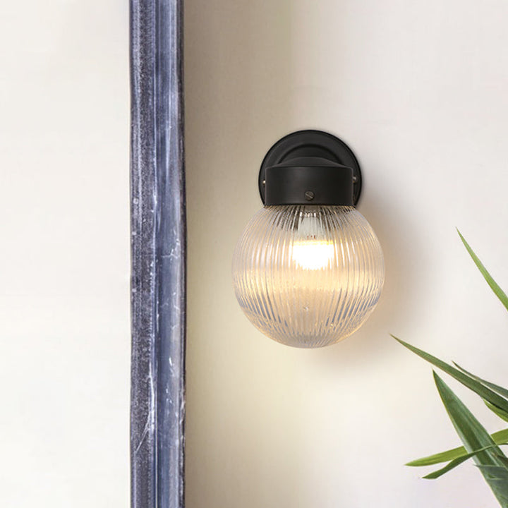 Lisslune | Globe Wall Lamp Vintage 1 Light Mini Wall Fixture with White/Clear Glass Shade for Bathroom