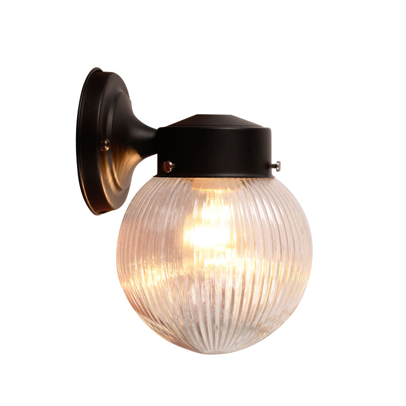 Lisslune | Globe Wall Lamp Vintage 1 Light Mini Wall Fixture with White/Clear Glass Shade for Bathroom