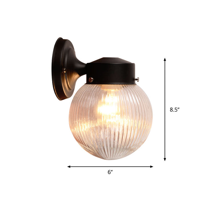 Lisslune | Globe Wall Lamp Vintage 1 Light Mini Wall Fixture with White/Clear Glass Shade for Bathroom