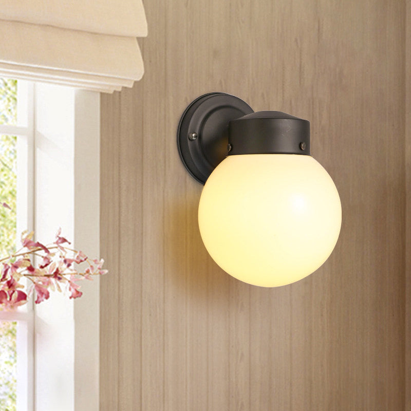 Lisslune | Globe Wall Lamp Vintage 1 Light Mini Wall Fixture with White/Clear Glass Shade for Bathroom