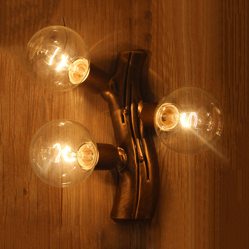 Skørter | 11.5" Height Branch Wall Light 3 Lights Lodge Style Wall Mounted Light in Brown for Living Room