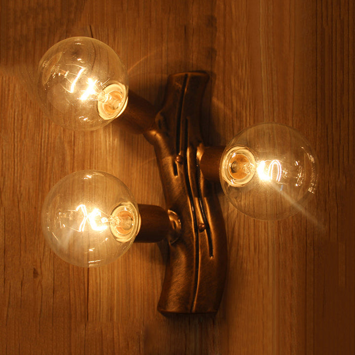 Skørter | 11.5" Height Branch Wall Light 3 Lights Lodge Style Wall Mounted Light in Brown for Living Room