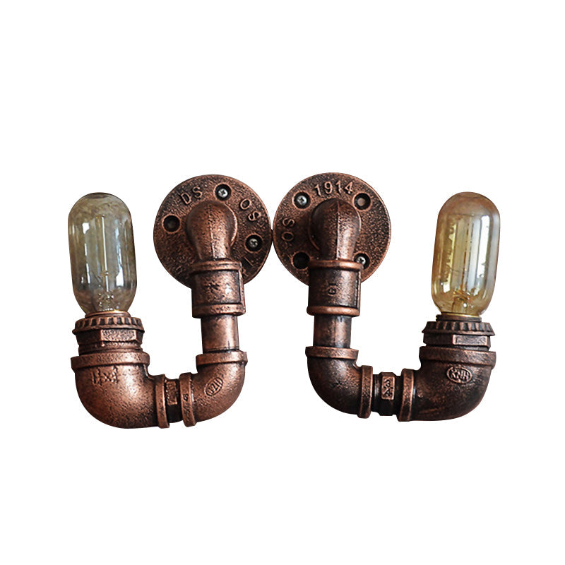 Skørter | 1 Light Wall Mount Light Rustic Stylish Pipe Metal Wall Lighting with Exposed Bulb in Aged Copper