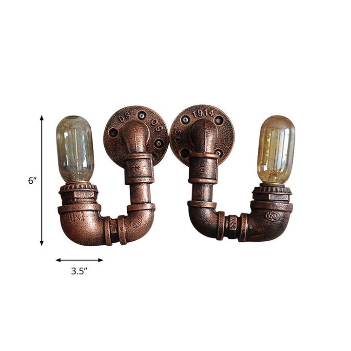 Skørter | 1 Light Wall Mount Light Rustic Stylish Pipe Metal Wall Lighting with Exposed Bulb in Aged Copper