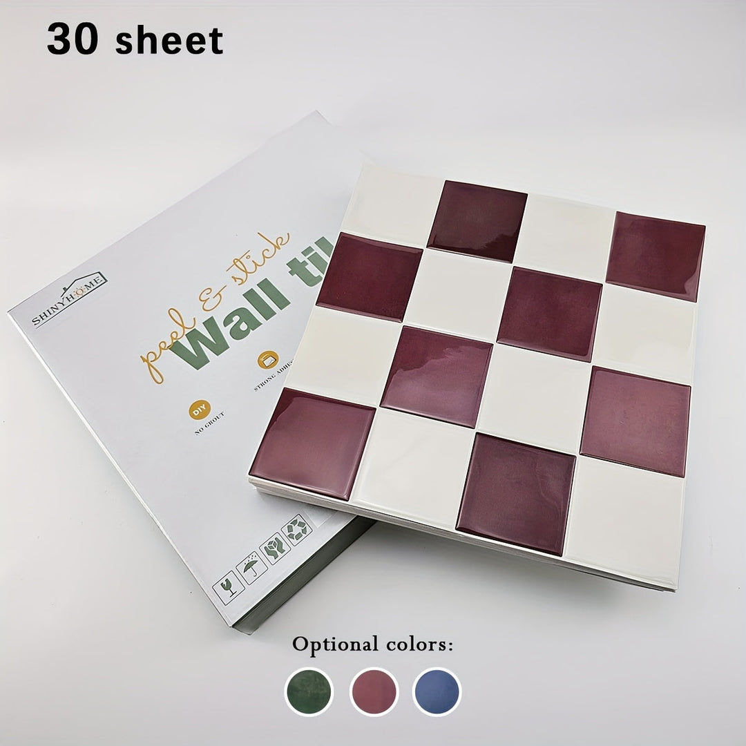 Rynx | 10/30 pieces self-adhesive tile] 10/30 pieces self-adhesive bathroom wall tile, self-adhesive kitchen splash, 10.5 inches * 10.5 inches waterproof and oil-resistant splash guard, easy-to-apply adhesive for kitchen, bathroom, walls & RVs