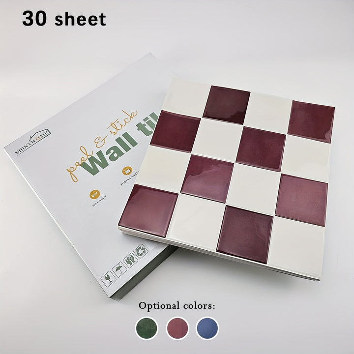 Rynx | 10/30 pieces self-adhesive tile] 10/30 pieces self-adhesive bathroom wall tile, self-adhesive kitchen splash, 10.5 inches * 10.5 inches waterproof and oil-resistant splash guard, easy-to-apply adhesive for kitchen, bathroom, walls & RVs