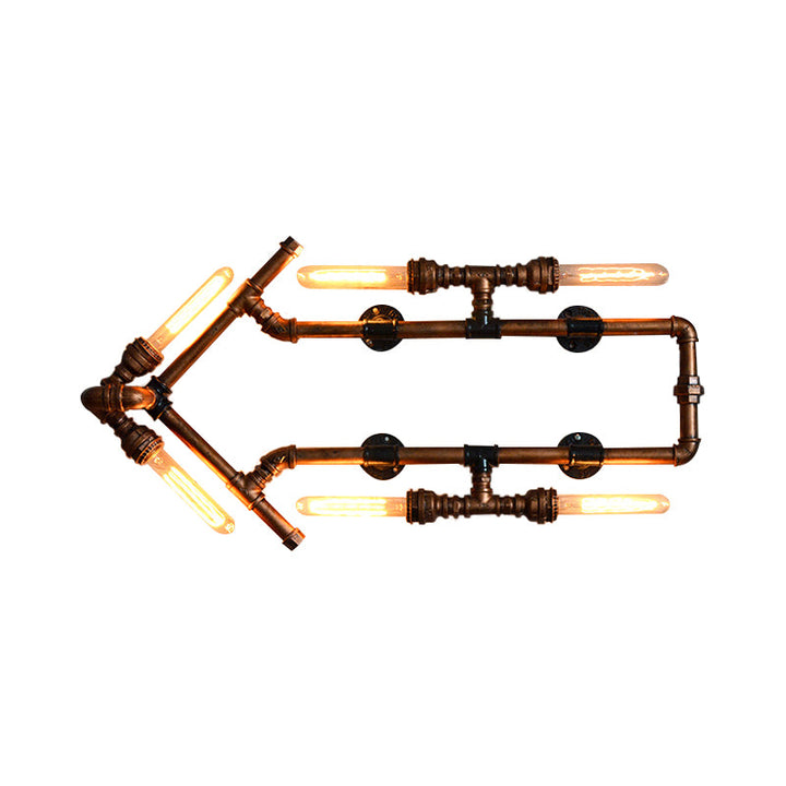 Lisslune | 6 Bulb Arrow-Shaped Wall Lamp with Tube Retro Industrial Bronze Wrought Iron Wall Lamp for Bathroom