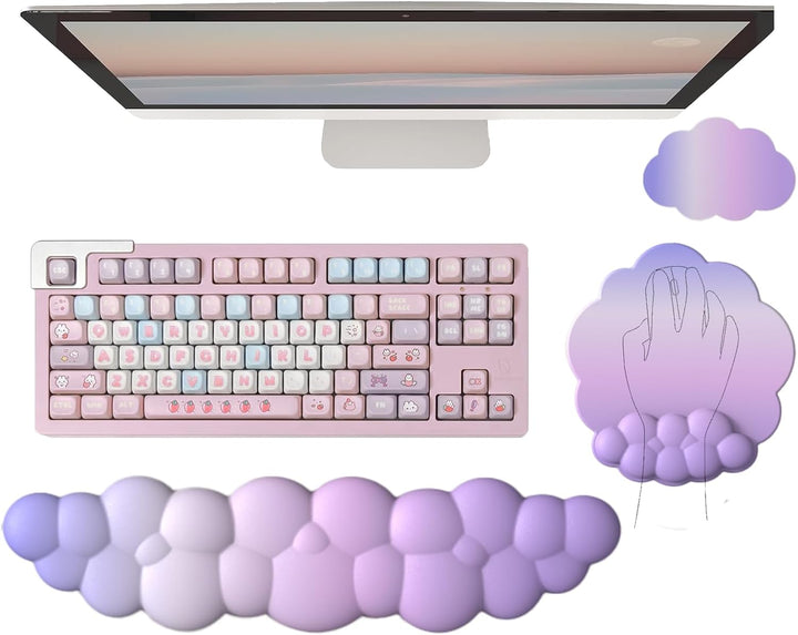 Lisslune | Cloud-Shaped Ergonomic Wrist Rest Set with Mouse Pad & Coaster – Zeyora
