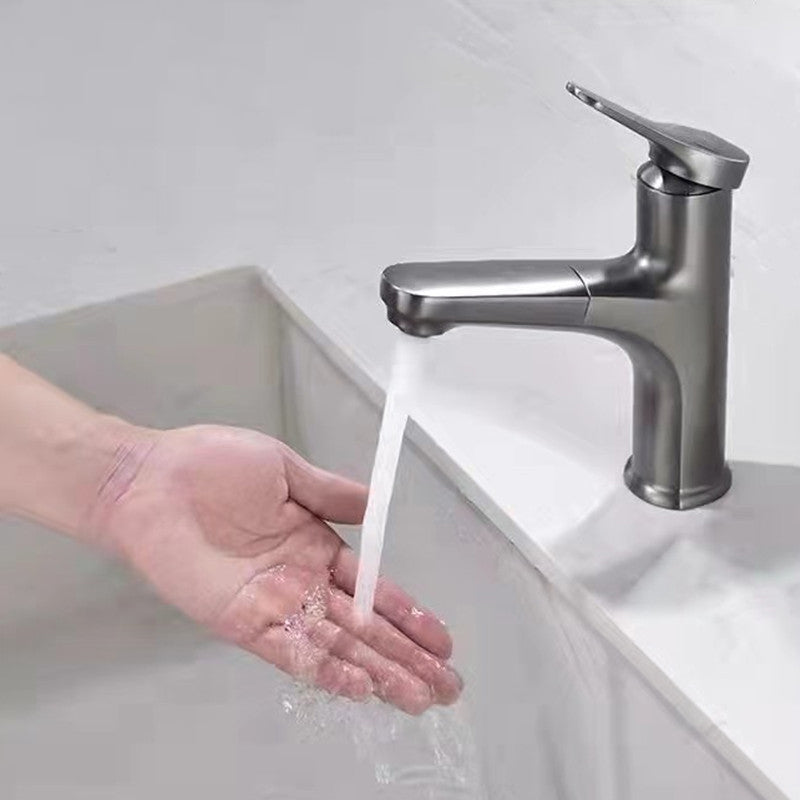 Lisslune | Modern Style Sink Faucet Single Handle Low Arc Pull Down Copper Sink Faucet