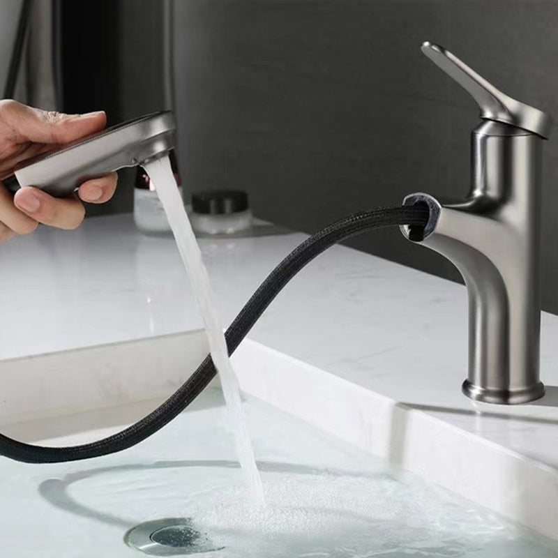 Lisslune | Modern Style Sink Faucet Single Handle Low Arc Pull Down Copper Sink Faucet