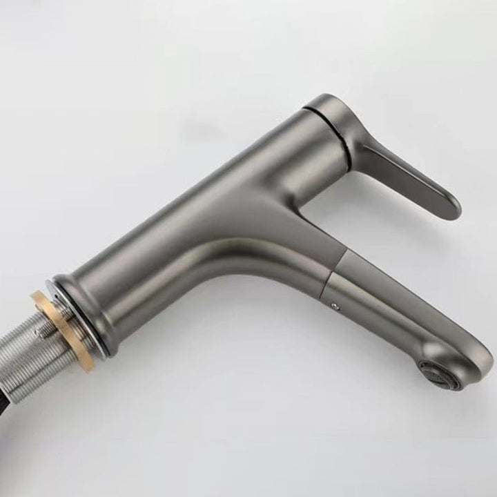 Lisslune | Modern Style Sink Faucet Single Handle Low Arc Pull Down Copper Sink Faucet