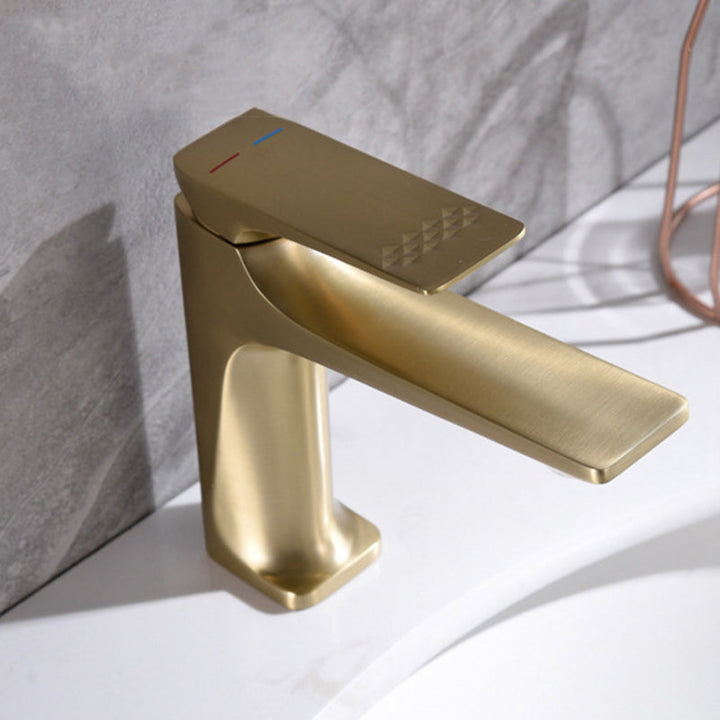 Lisslune | Modern Bathroom Faucet Brass Deep Arc Lever Handle with Faucet Hose