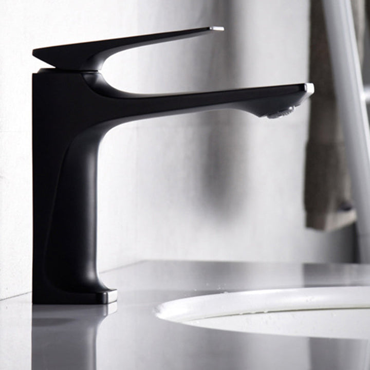 Lisslune | Modern Bathroom Faucet Brass Deep Arc Lever Handle with Faucet Hose