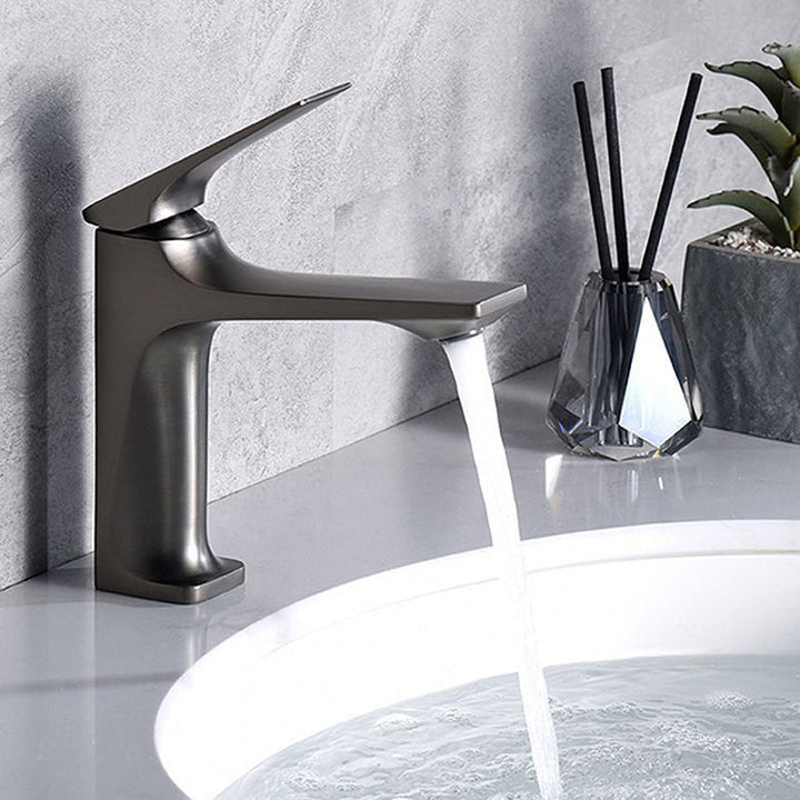 Lisslune | Modern Bathroom Faucet Brass Deep Arc Lever Handle with Faucet Hose