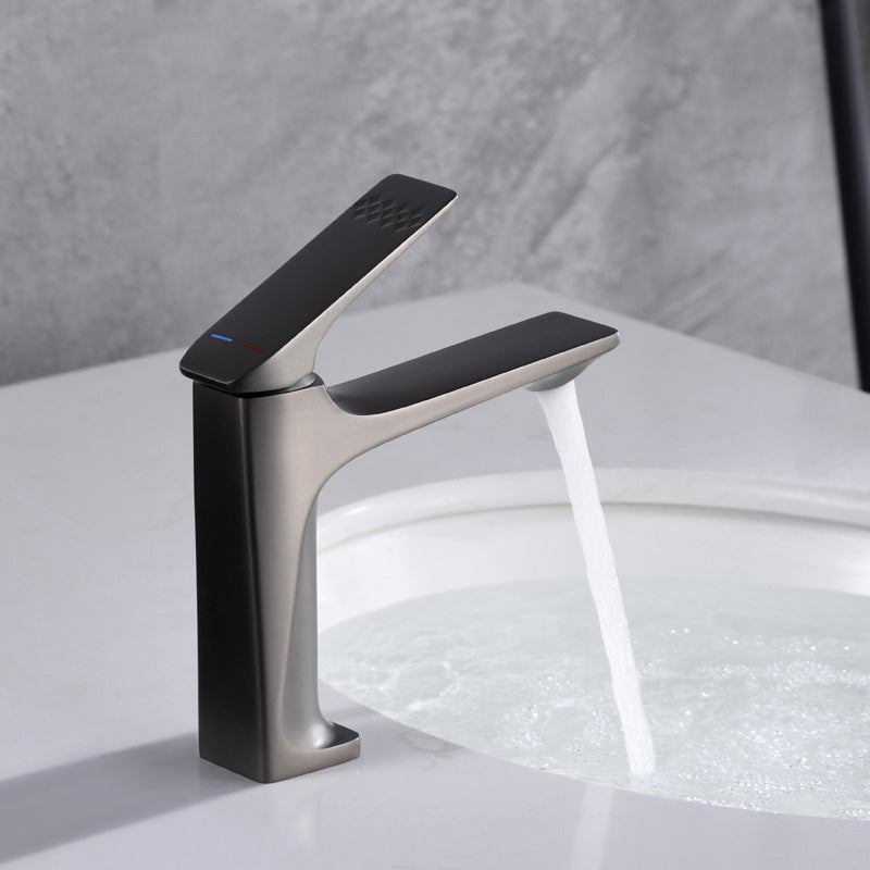 Lisslune | Modern Bathroom Faucet Brass Deep Arc Lever Handle with Faucet Hose
