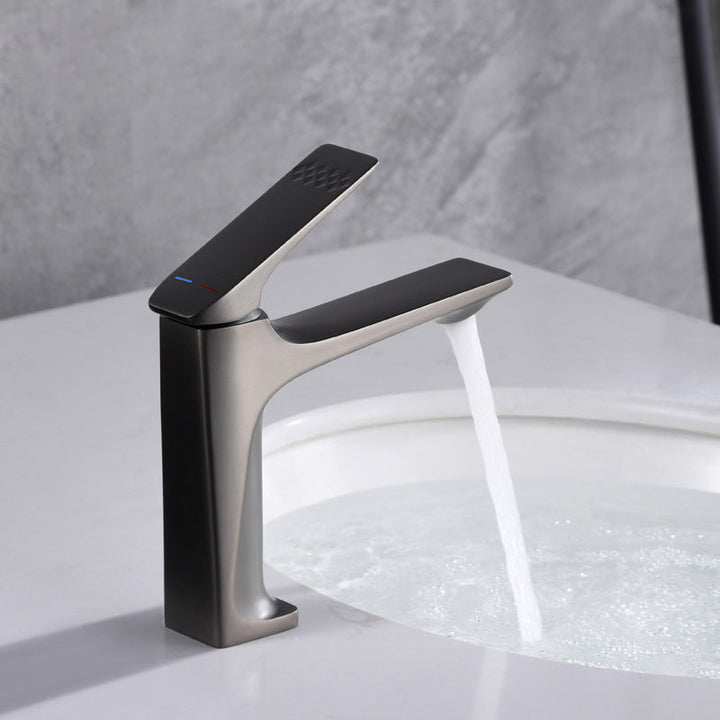 Lisslune | Modern Bathroom Faucet Brass Deep Arc Lever Handle with Faucet Hose