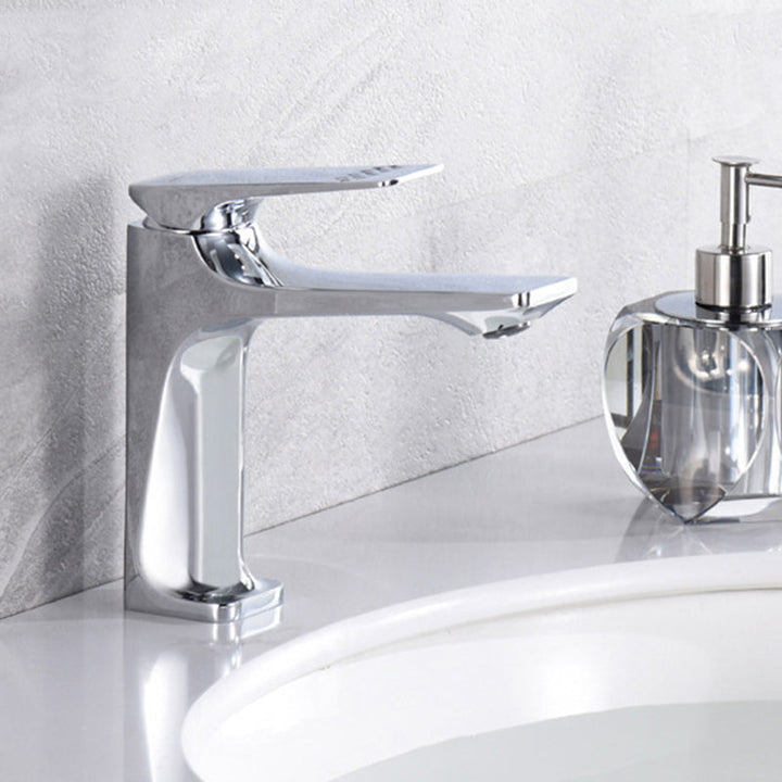 Lisslune | Modern Bathroom Faucet Brass Deep Arc Lever Handle with Faucet Hose