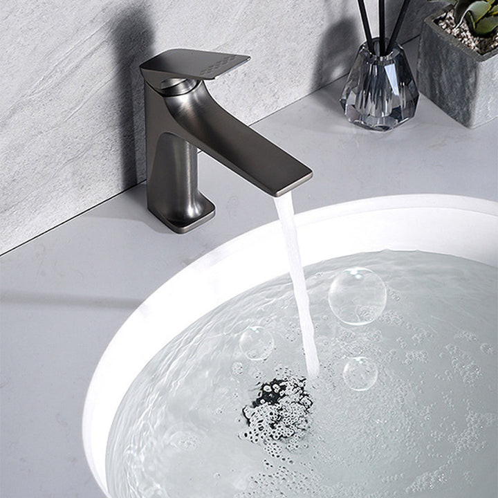Lisslune | Modern Bathroom Faucet Brass Deep Arc Lever Handle with Faucet Hose