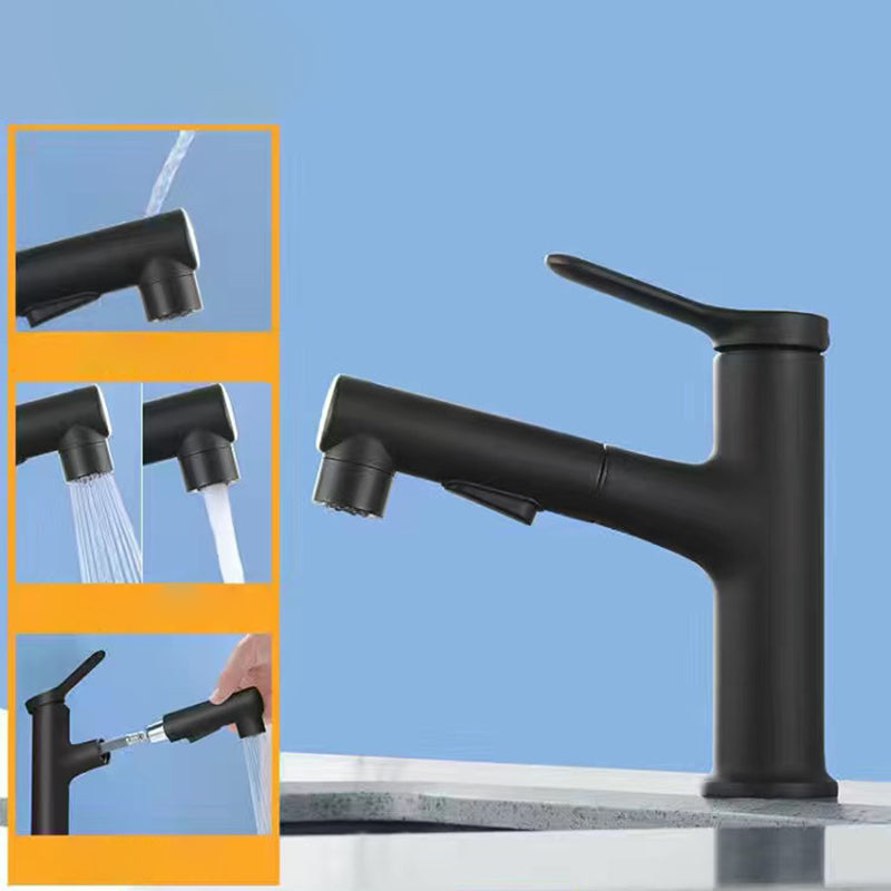 Lisslune | Extendable simple bathroom sink faucet 1 hole single lever faucet