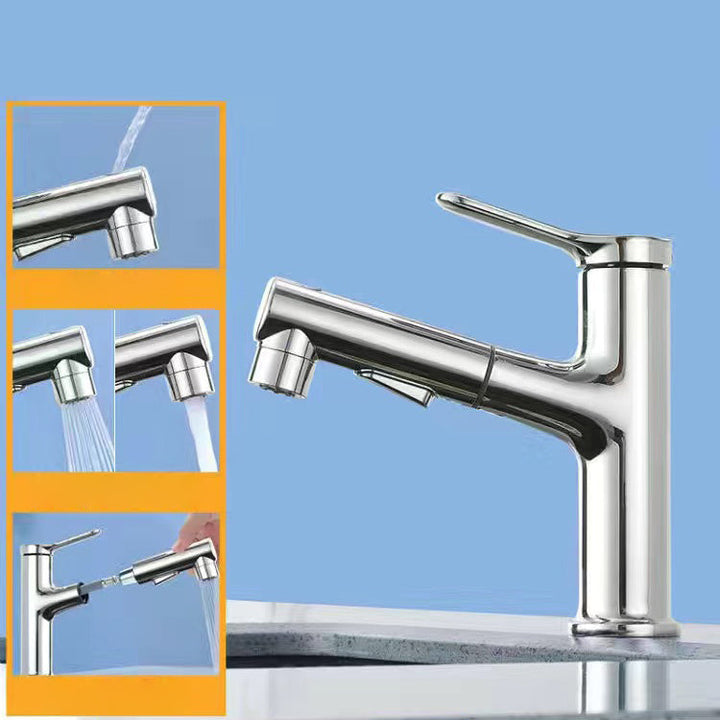 Lisslune | Extendable simple bathroom sink faucet 1 hole single lever faucet