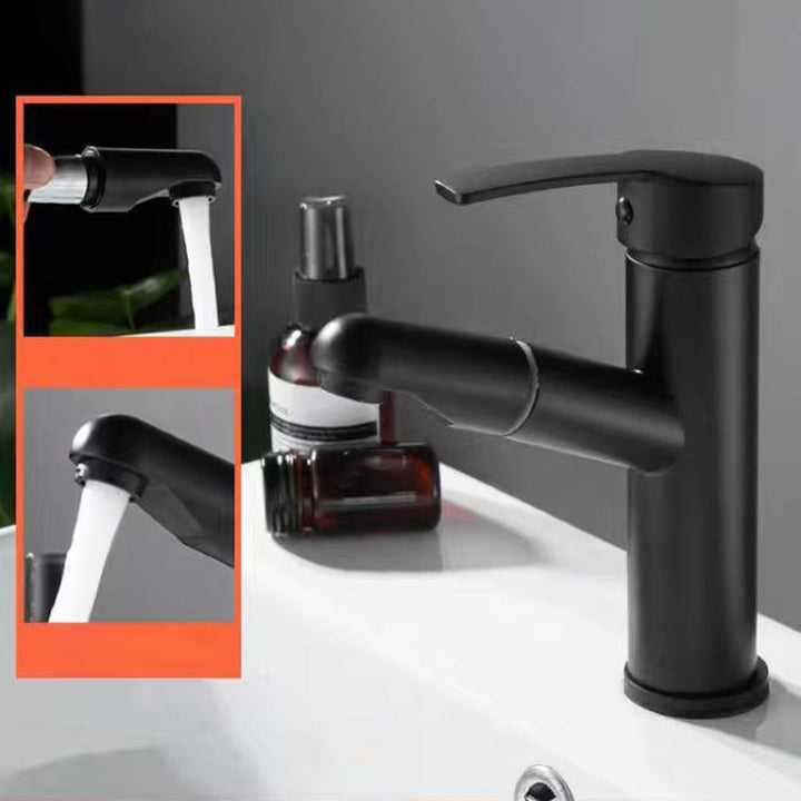 Lisslune | Extendable simple bathroom sink faucet 1 hole single lever faucet