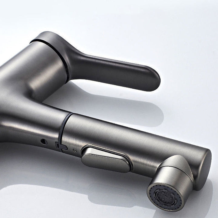 Lisslune | Extendable simple bathroom sink faucet 1 hole single lever faucet