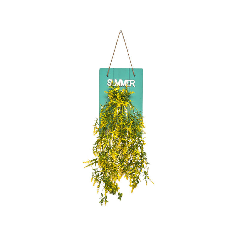 Skørter | Flower light string with blue wooden back panel modern glass container wall lamp for café restaurant