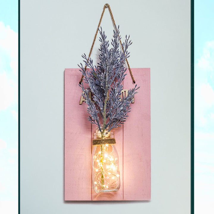 Skørter | Pink Flower/Branch Wall String Light Rustic Glass Pot Twinkle Light for Café Restaurant