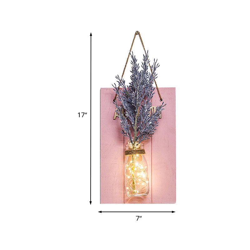 Skørter | Pink Flower/Branch Wall String Light Rustic Glass Pot Twinkle Light for Café Restaurant