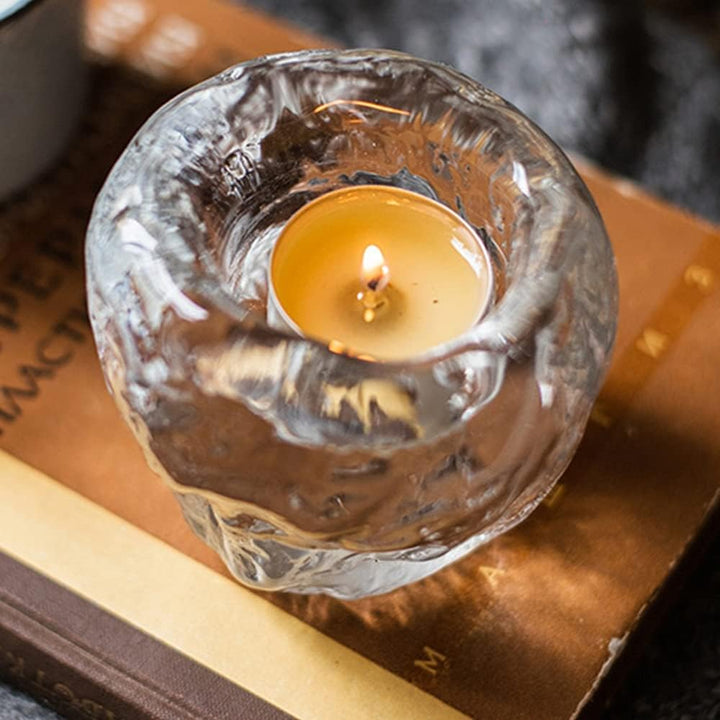 Lisslune | Glass Tealight Holder – Decorative Candle Holder made of Clear Glass for Cozy Lighting